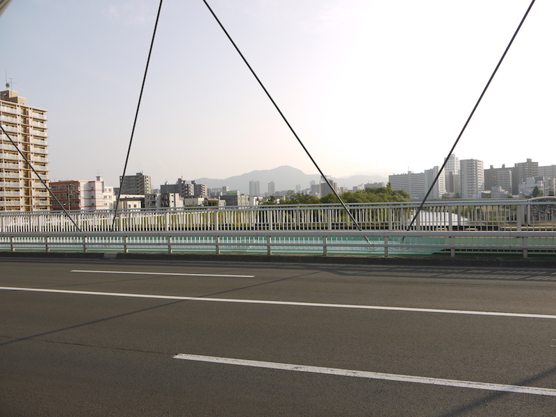 水穂大橋(札幌市中央区・白石区) 歩道拡張部から撮影した南郷通(2)